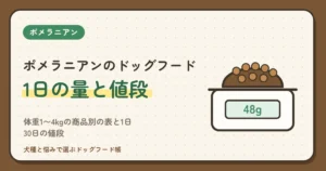 ポメラニアンのドッグフードの量は1日何g？体重1〜4kgの商品別の表と1日・30日の値段